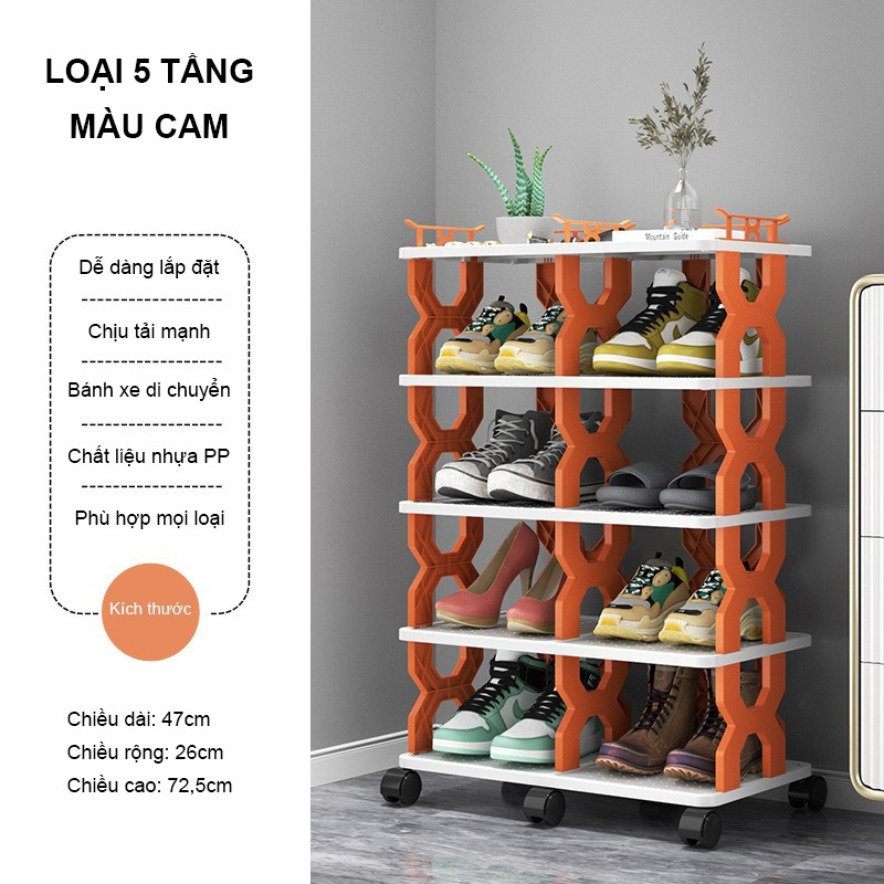 Kệ Để Giày Dép Đa Năng 5 6 Tầng Có Bánh Xe Di Chuyển Thiết Kế Đơn Giản Tiết Kiệm Không Gian Gia Đình
