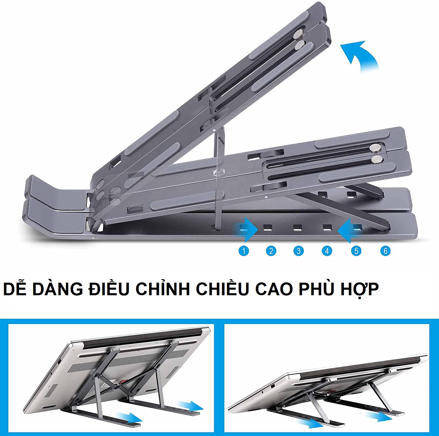 Giá Đỡ Laptop, Máy Tính Bảng Hợp Kim Nhôm 6 Mức Điều Chỉnh Chiều Cao Thông Thoáng Hỗ Trợ Tản Nhiệt Hàng Chính Hãng Tamayoko