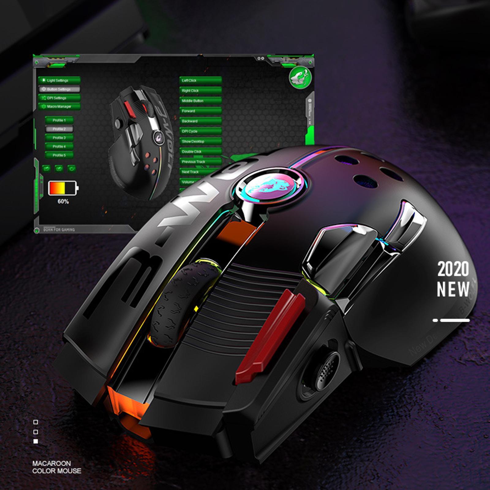 2.4G USB   Wireless RGB LED Gaming Mouse Mice 12000DPI for Gamer Black