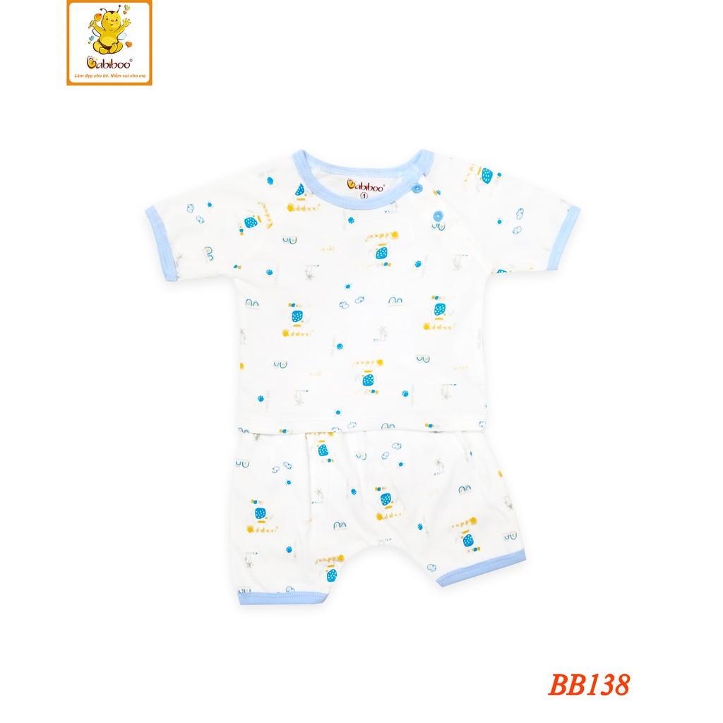 Bộ sơ sinh cài vai tay ngắn cotton in hình mềm mại BABIBOO - BB138