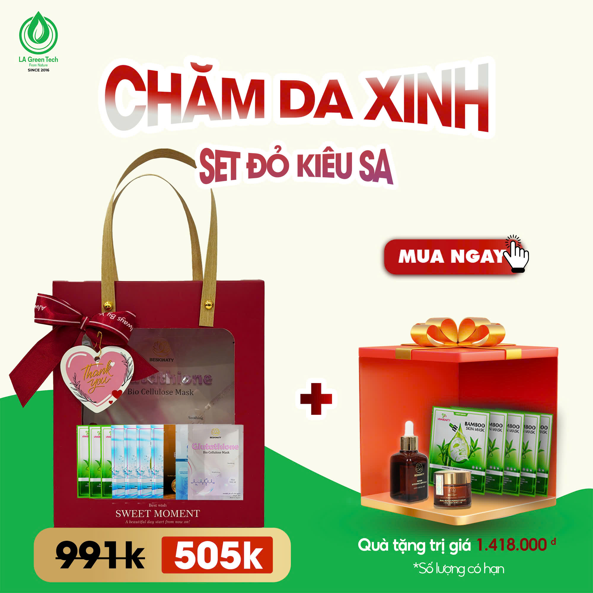 [Set Đỏ kiêu sa] Combo 10 Mặt nạ BESKINATY hỗ trợ phục hồi dưỡng da chuyên sâu