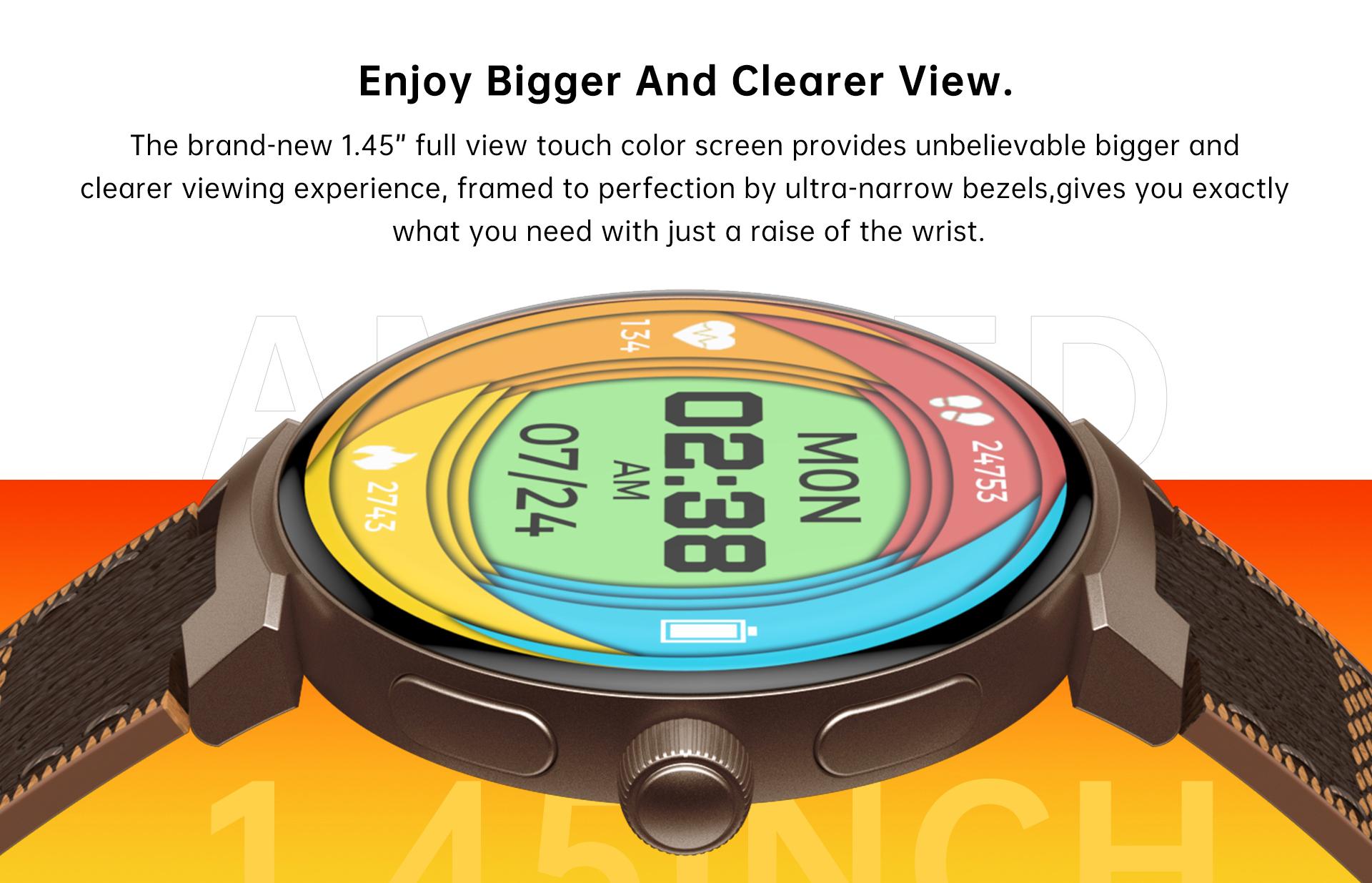 Theo dõi nhịp tim Smartwatch sạc không dây màn hình HD 1,45 inch cho phụ nữ thể thao và thể dục nam Smartwatch