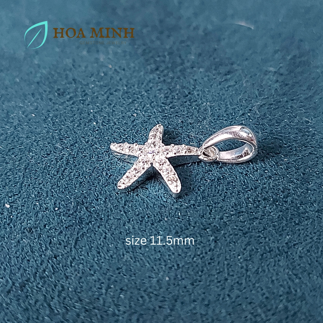 Mặt dây chuyền bạc kiểu ngôi sao biển đính đá size 11.5mm