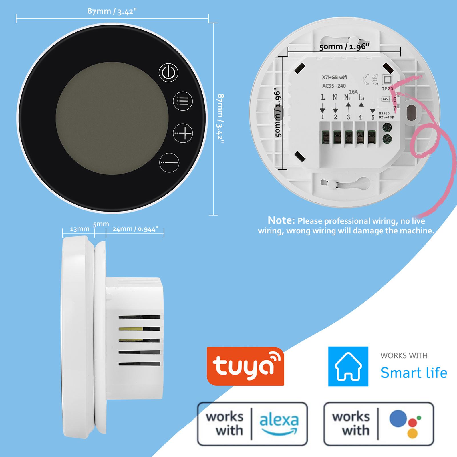 Tuya WiFi LCD Display Intelligent Thermostat Programmable Temperature Controller APP Control Compatible with Alexa Google Home Voice Control