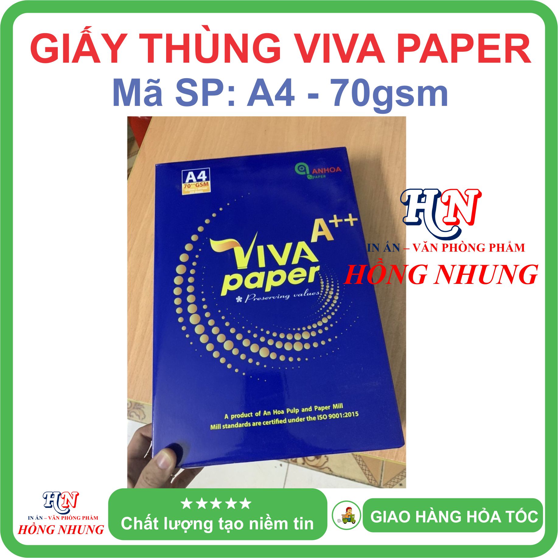 [ HỒNG NHUNG ] Giấy in Viva Paper A4, Định lượng 70gsm - Giấy thùng, trắng mịn, không lo kẹt giấy