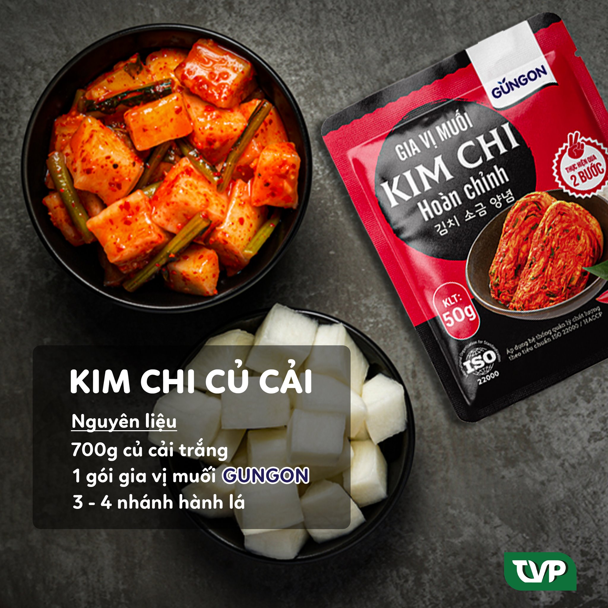 Combo 3 gói gia vị muối kim chi hoàn chỉnh Gungon chuẩn vị Hàn Quốc làm được 3kg kimchi