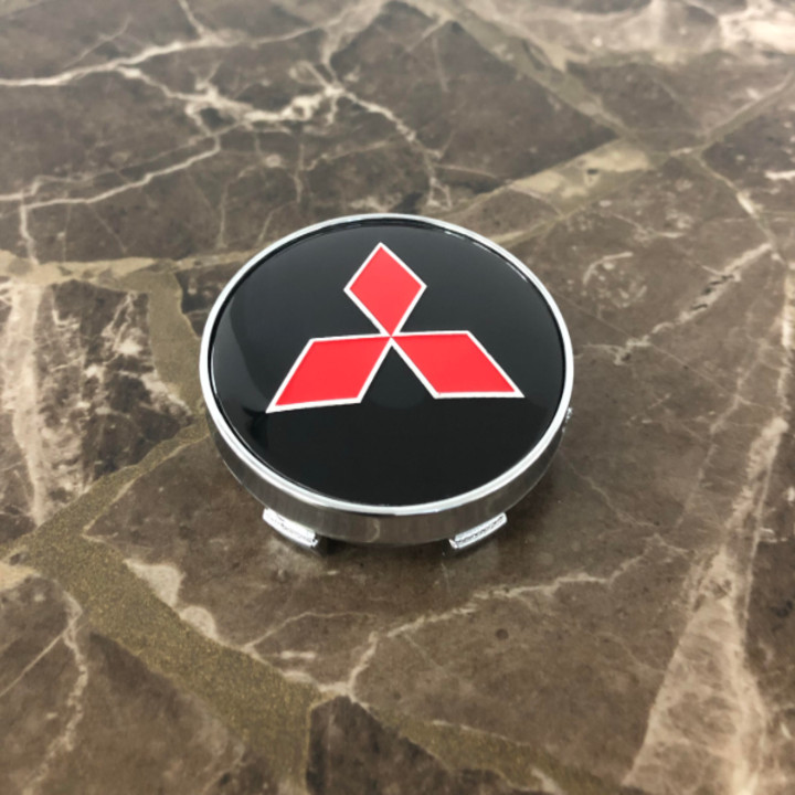 Logo chụp mâm bánh xe ô tô, xe hơi dùng cho xe Mitsubishi đường kính 60MM