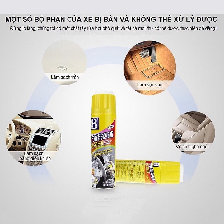 Chai xịt vệ sinh nội thất xe hơi kèm đầu cọ