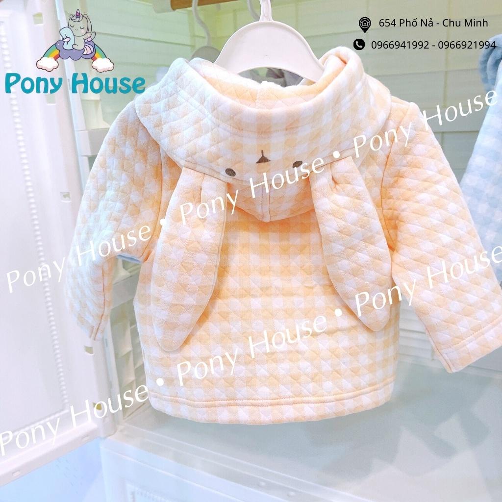 Áo Khoác Choux Tai Thỏ Trần Bông Xanh, Cam Cho Bé Trai Bé Gái (Size Từ 3-6M Đến 18-24M