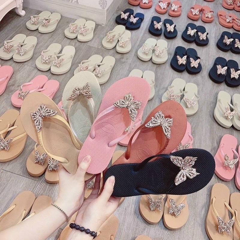 Dép xỏ ngón gắn hình bướm, Dép tông xốp( Hàn sẵn+ Ảnh Thật)