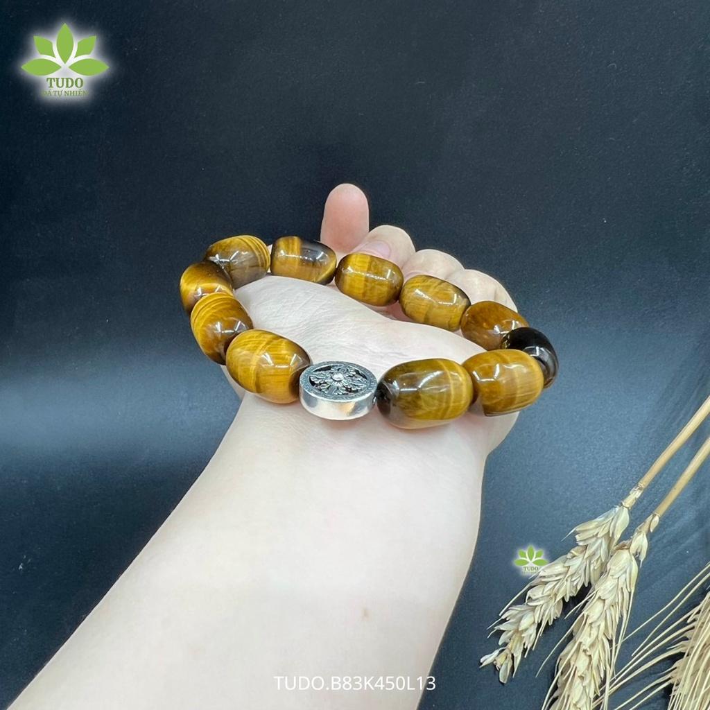 Vòng Tay Nữ Đẹp - Vòng Phong Thủy Mệnh Thổ Kim TUDO VCBMHNV AG925 B83K450L13 Charm Bánh Xe Pháp Luân - Trí Tuệ