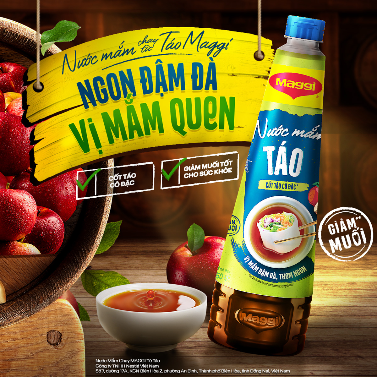 Nước Mắm Táo MAGGI làm từ cốt táo cô đặc chai 450ml