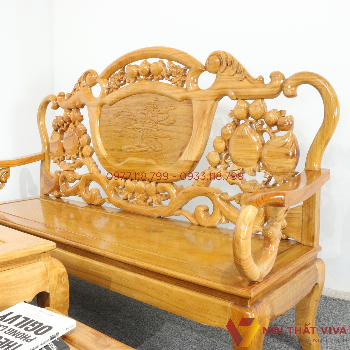 Bộ Bàn Ghế Salon Gỗ Gõ Đỏ Chuông Đào 6 Món Đẹp Hiện Đại