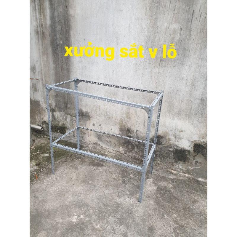 KỆ Sắt V LỖ v4x4cm trồng rau phù hợp khay dài 65,66,67,68cm x Rộng 16cm