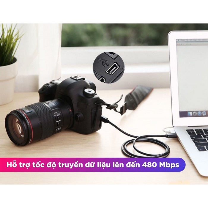 Dây cáp UGREEN sạc nhanh chuyển đổi chui cắm USB 2.0 A sang chui cắm MiniB 5 chân hàng chính hãng