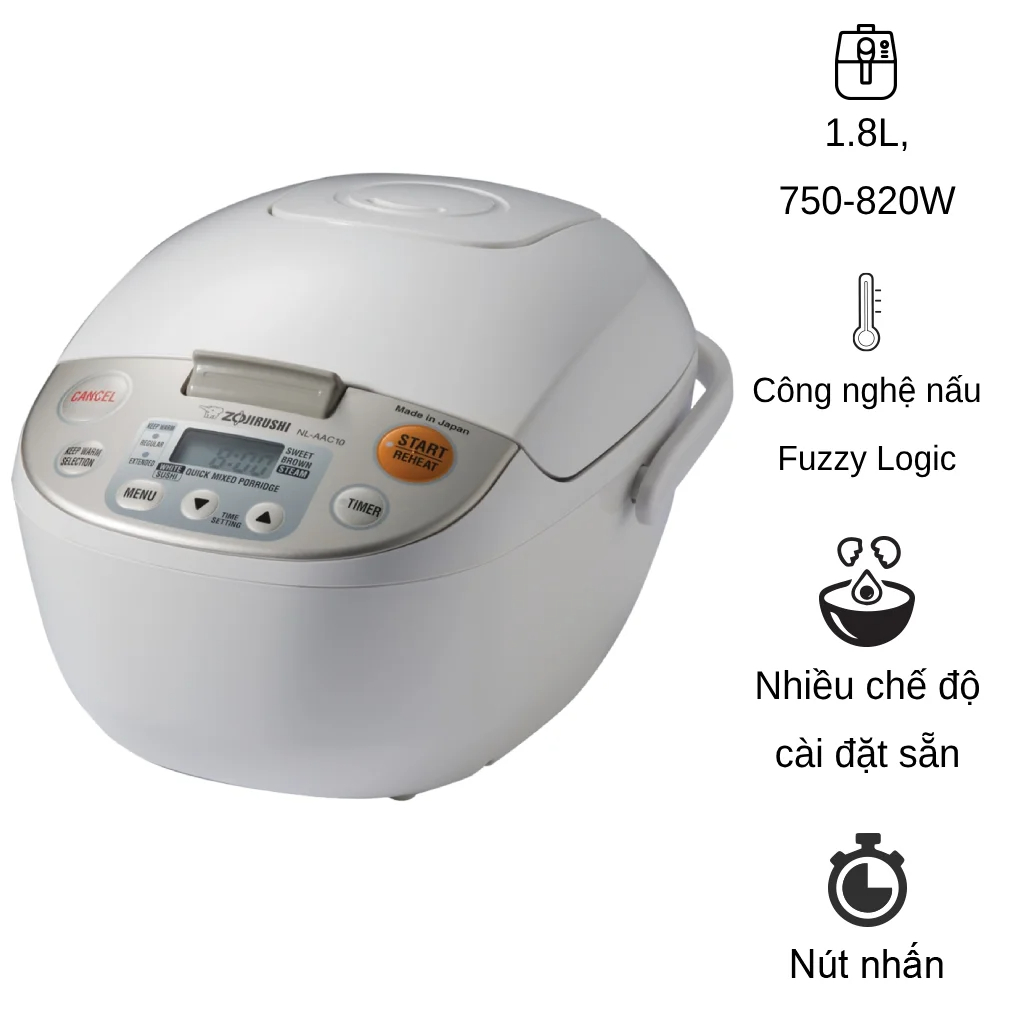 Nồi Cơm Điện Tử Zojirushi ZONC-NL-AAQ18-CA (1.8 Lít) - Hàng chính hãng