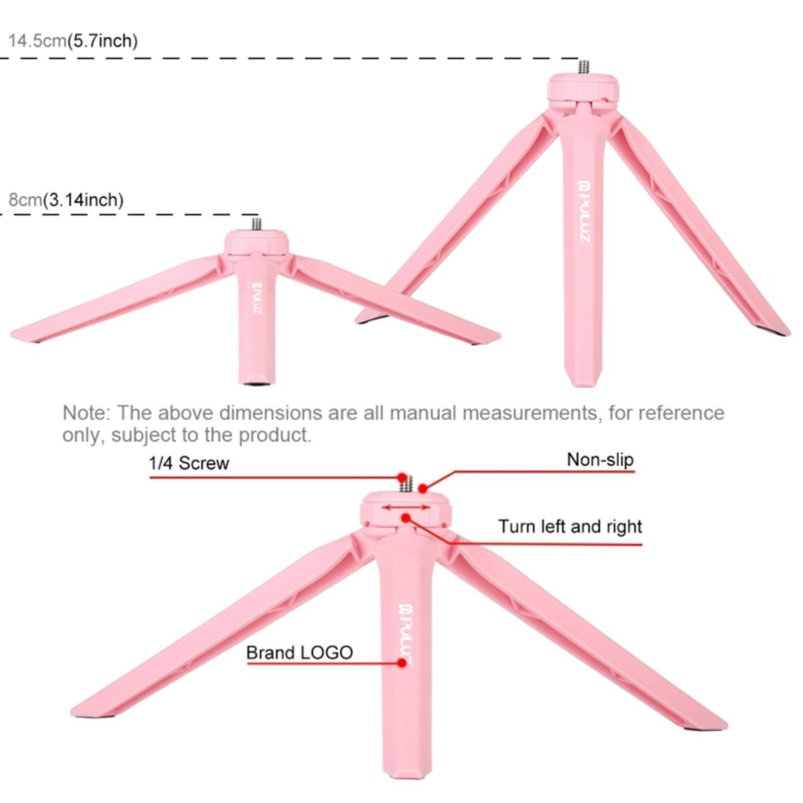 Mini Tripod Camera Mount Stand Mobile Phone Clamp Holder 1/4'' Pink