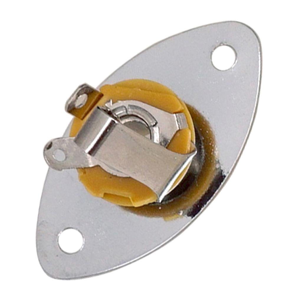 Oval Flat Jack Plate With 1/4" 6.35mm Electric Guitar Bass Jack Plug Socket