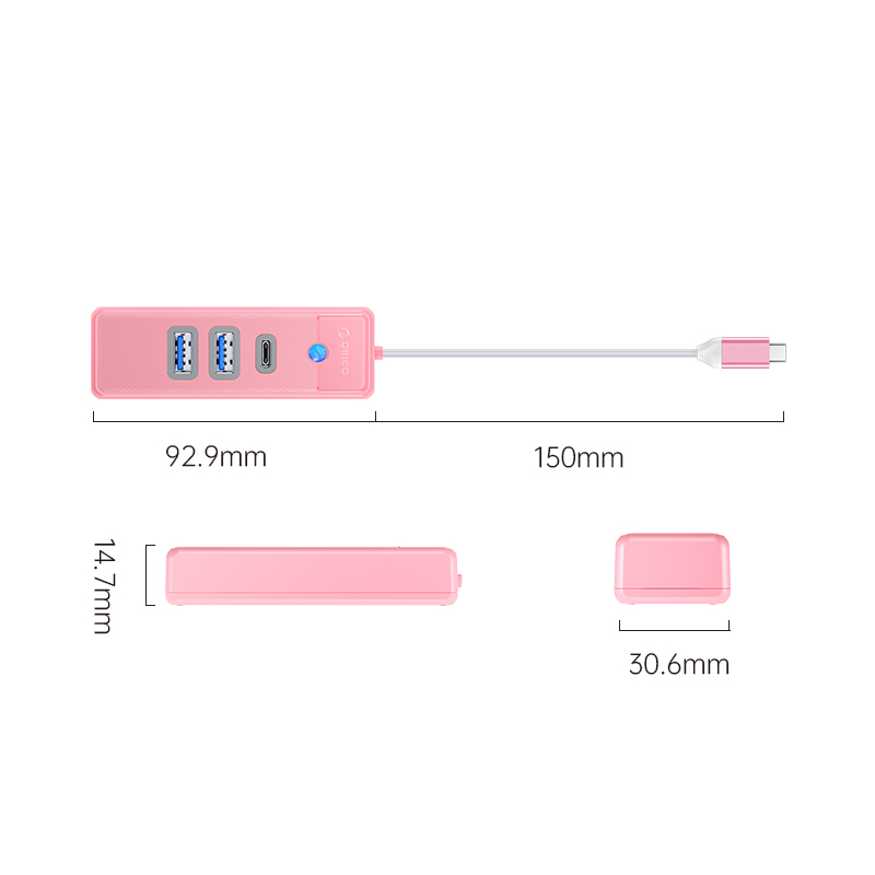 Bộ Chuyển Đổi HUB TypeC 1 USB ra 2  cổng USB 3.0 5Gps / 1 cổng TypeC 5Gbps PWC2U-C3-015 Orico - Hàng Chính Hãng