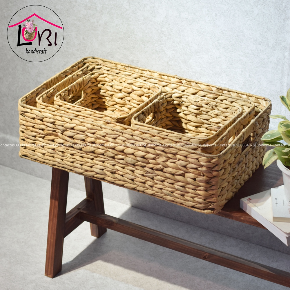 Lubihandicraft - Khay đựng đồ đan lục bình bo góc để giường - đẹp, tiện dụng