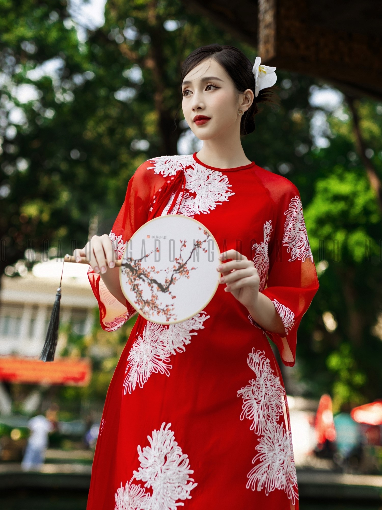 Áo dài Đào Viên NGADO , áo dài Tết , áo dài cách tân , áo dài truyền thống