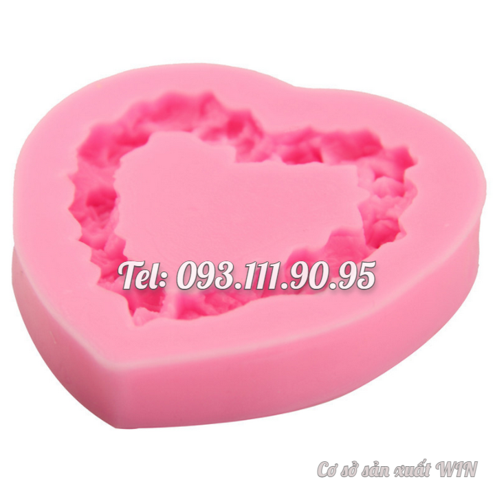 Khuôn silicon làm rau câu trái tim hoa hồng - Loại 7 cm – Mã số 1041