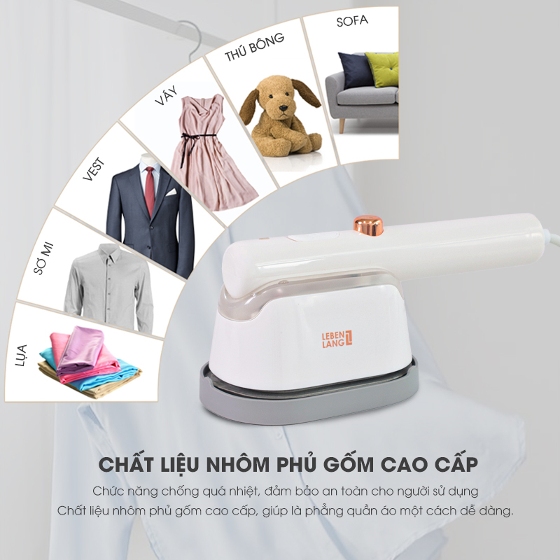 Bàn Là Hơi Nước Mini LEBENLANG LBL5285, Công Suất 1000W, Làm Nóng Trong 30s, Mặt Là Phủ Gốm - Hàng Chính Hãng