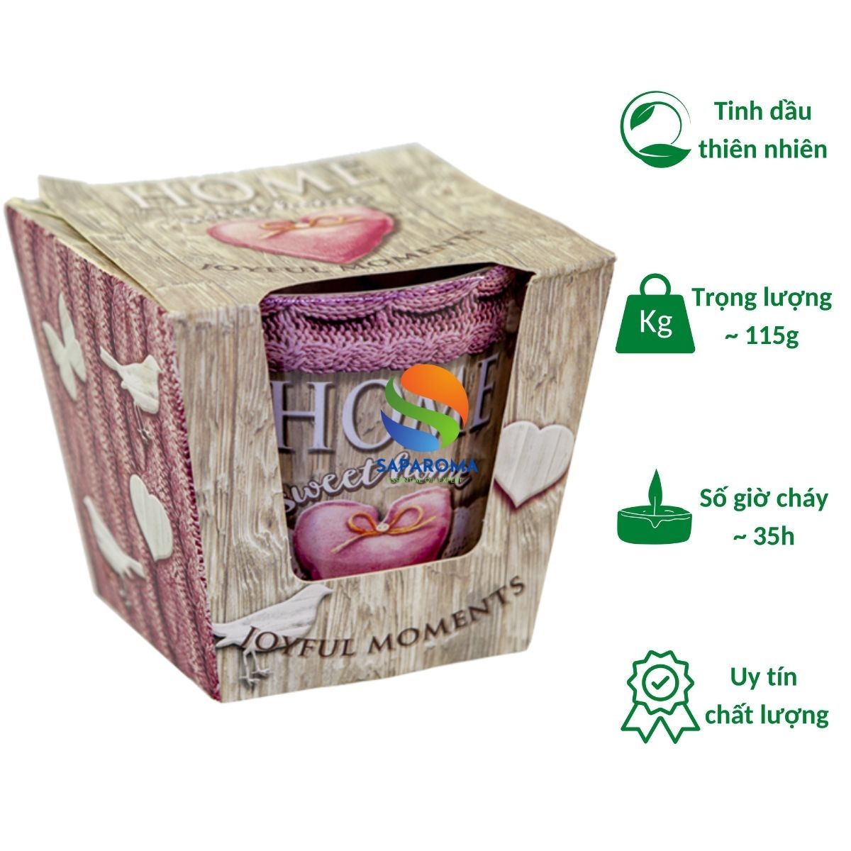 Ly nến thơm tinh dầu Bartek Home Sweet Home 115g QT00667- hương cam rừng, nến trang trí, thơm phòng, thư giãn, hỗ trợ khử mùi (giao mẫu ngẫu nhiên)