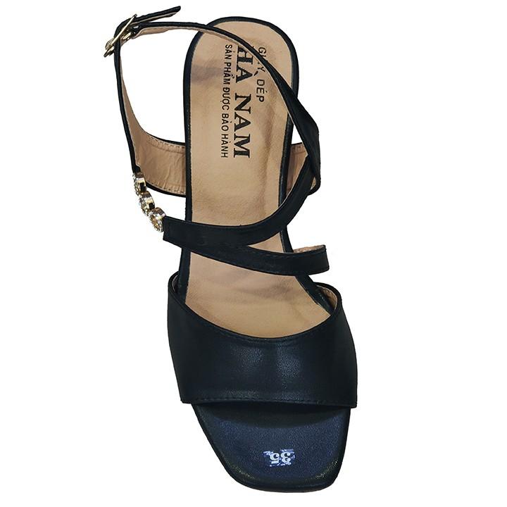 Giày Sandals Nữ Cao Gót TiTi ĐÔ Da Bò Cao Cấp 7cm DNU2063c