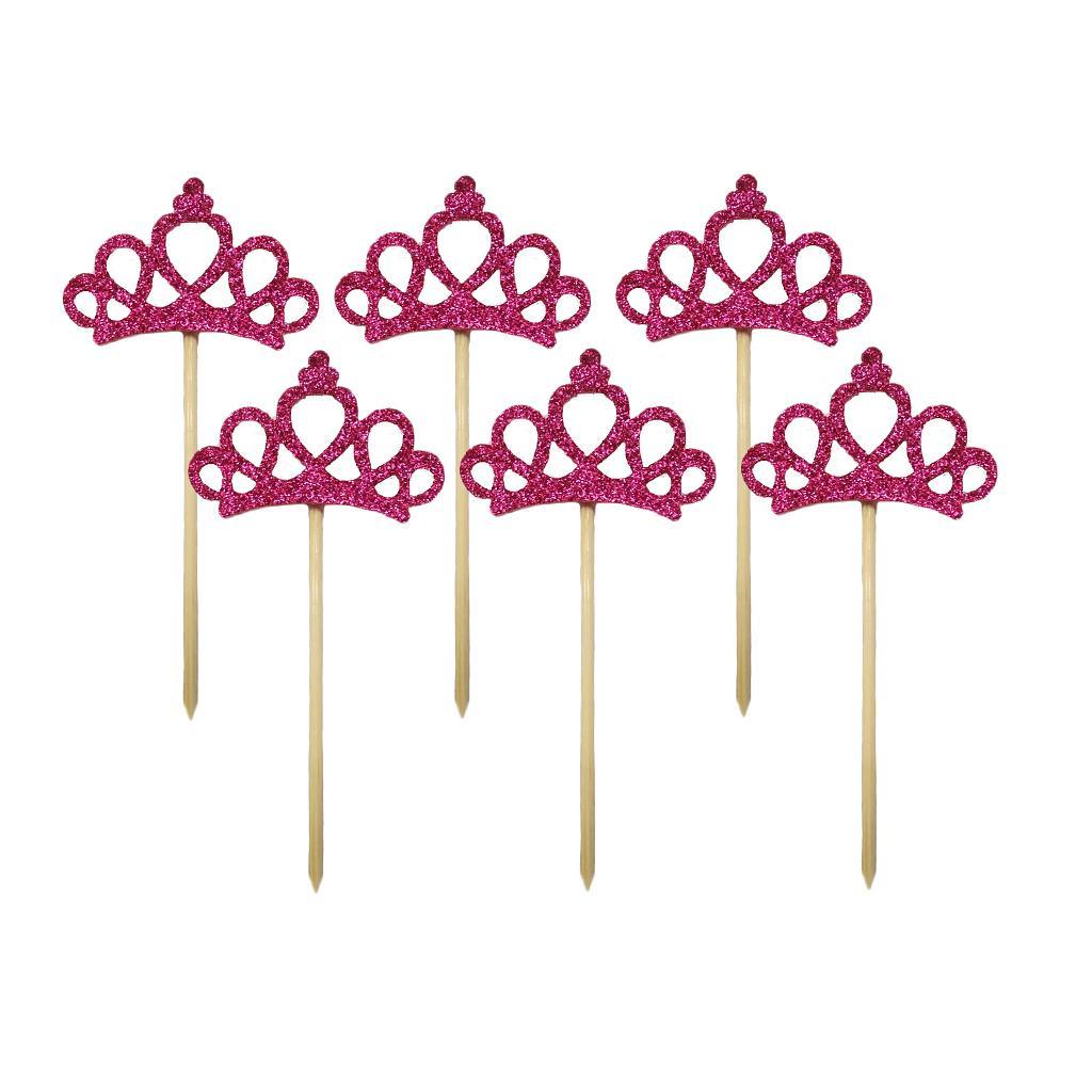 6 Pieces/set Felt Crown Shape Cake Toppers Baby Shower Birthday Wedding Cake Picks Cake Centerpieces