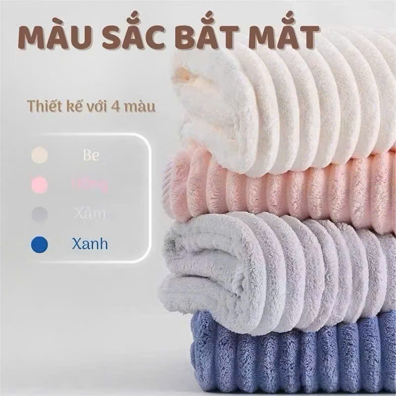 Khăn Tắm Sóng Nước Siêu Thấm Hút – Khăn Mặt Sợi Cuộn To, Kích Thước 70x140cm, Chất Liệu Cao Cấp, Dày Dặn, Không Rụng Lông - HÀNG CHÍNH HÃNG MINIIN