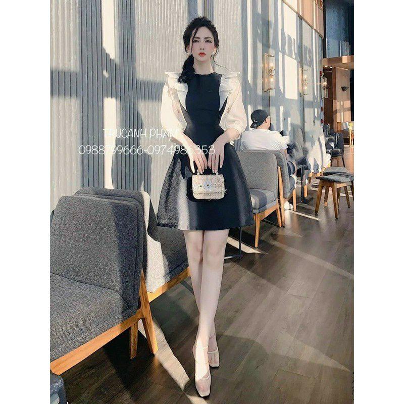 Đầm tay phồng phối bèo lai