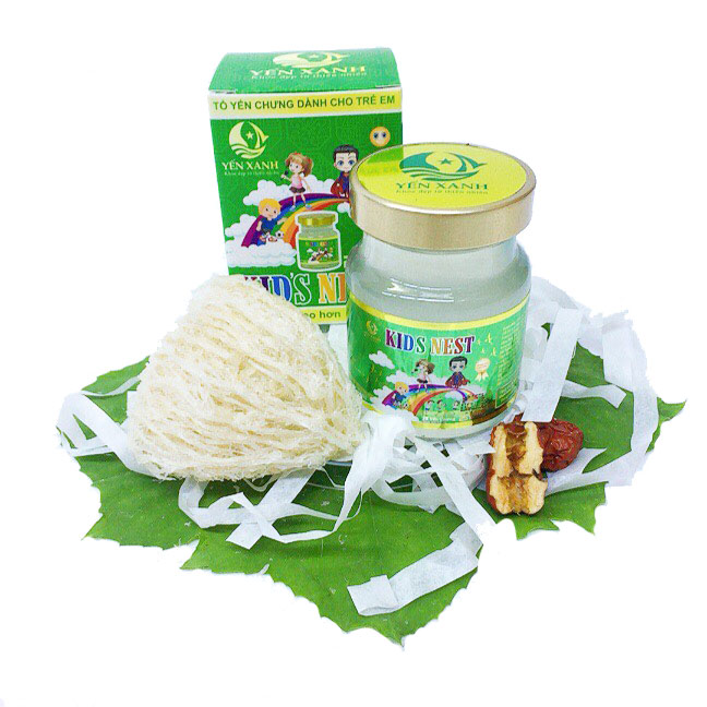 Nước tổ yến sào chưng dành cho trẻ em Kid's Nest - YẾN XANH (25% Tổ yến), bổ sung canxi, vitamin D3, lysine, taurin giúp tăng cường sức khỏe, hỗ trợ tiêu hóa- Hộp 1 lọ x 70ml