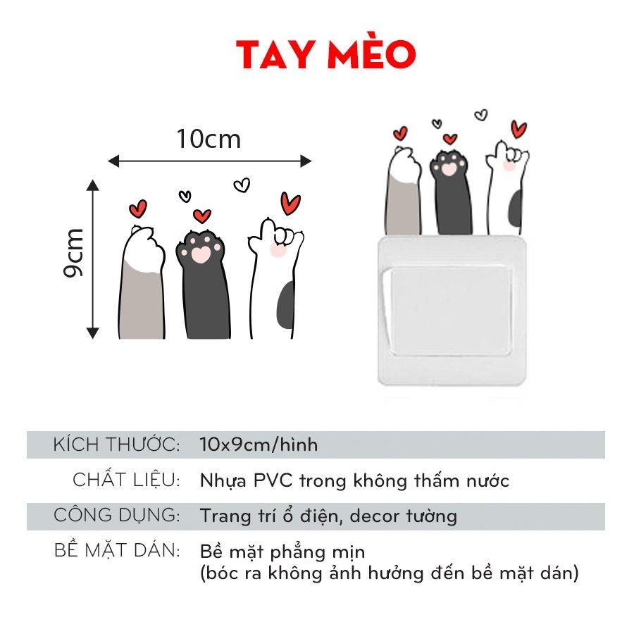 Trang trí ổ điện miếng dán tường công tắc hình dễ thương con vật cute dog cat 1204