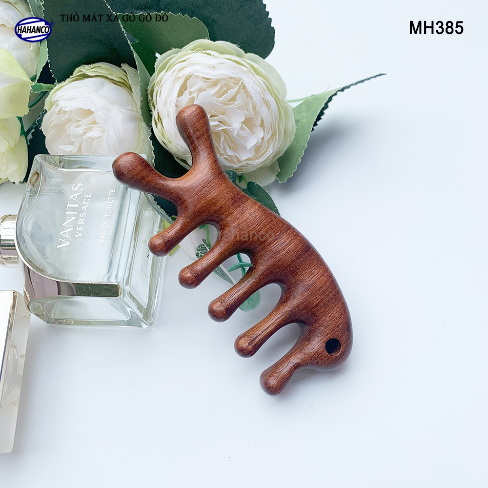 Dụng Cụ Mát Xa Tai Thỏ 5 Răng Gỗ Gõ Đỏ Thư Giãn Giảm Dụng Tóc - HAHANCO - MH385