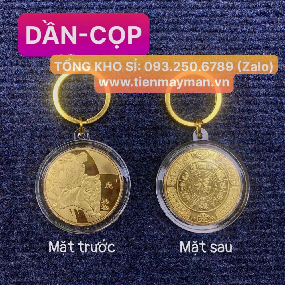 Móc Khóa Đồng Xu Khắc Hình 12 Con Giáp, Niken Mạ Vàng Phong Thủy - AnNhien