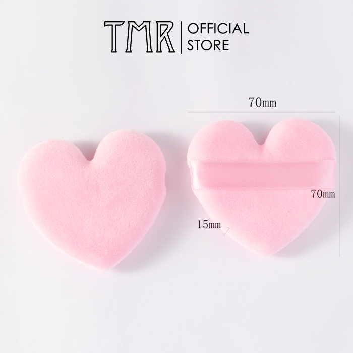 [Set 2] Bông Phấn Phủ Trái Tim TMR Love Pink Chất Liệu Cotton Cao Cấp, Đánh Phấn Nền/ Phấn Phủ Trang Điểm