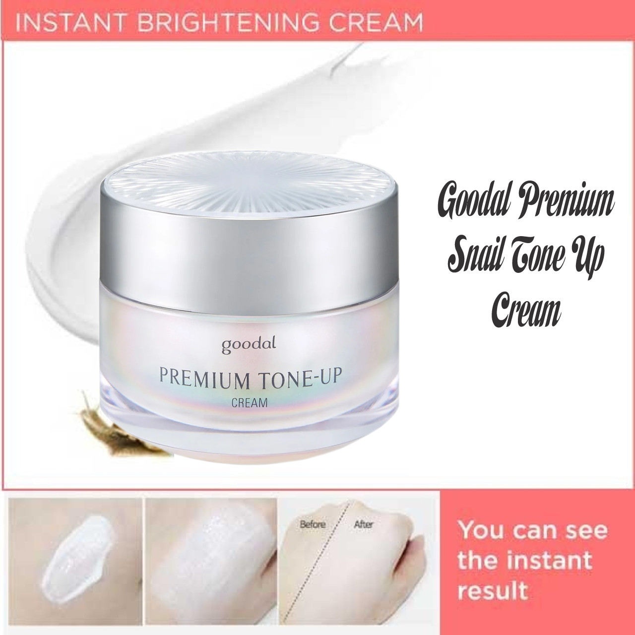 (Mẫu Mới 2020) Kem Dưỡng Da Trắng Da Cao Cấp Chiết Xuất Ốc Sên Goodal Premium Snail Tone Up Cream 30ml