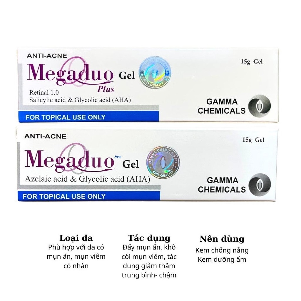 Gel Hỗ Trợ Giảm Mụn Ẩn Và Thâm Gamma Megaduo Gel 15g - Bản Plus