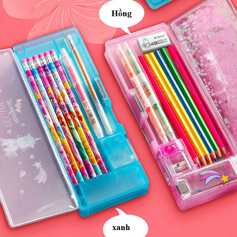 Hộp Bút Cute Đa Năng Nhiều Ngăn Mẫu Kim Tuyến BU02