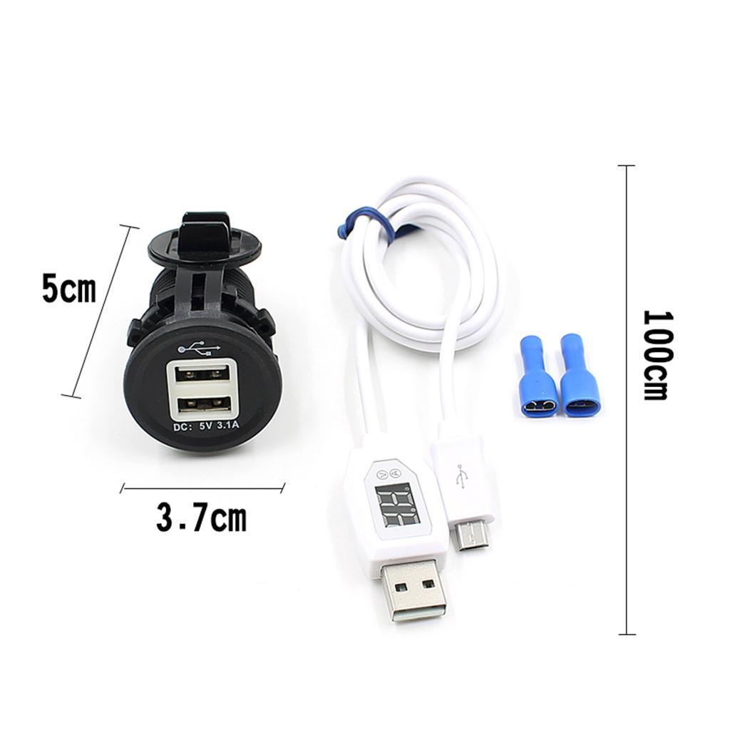 Motorcycle Waterproof Cigarette Lighter With USB Phone Charger LED Voltmeter