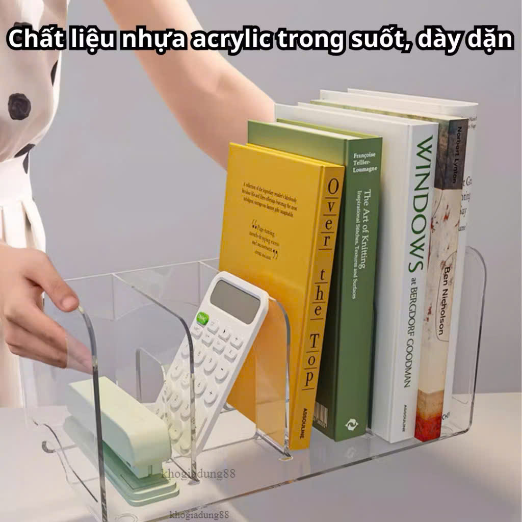 Kệ Đựng Sách Để Bàn 4 Ngăn Trong Suốt Chất Liệu Acrylic Dày Dặn Cao Cấp - HÀNG CHÍNH HÃNG MINIIN