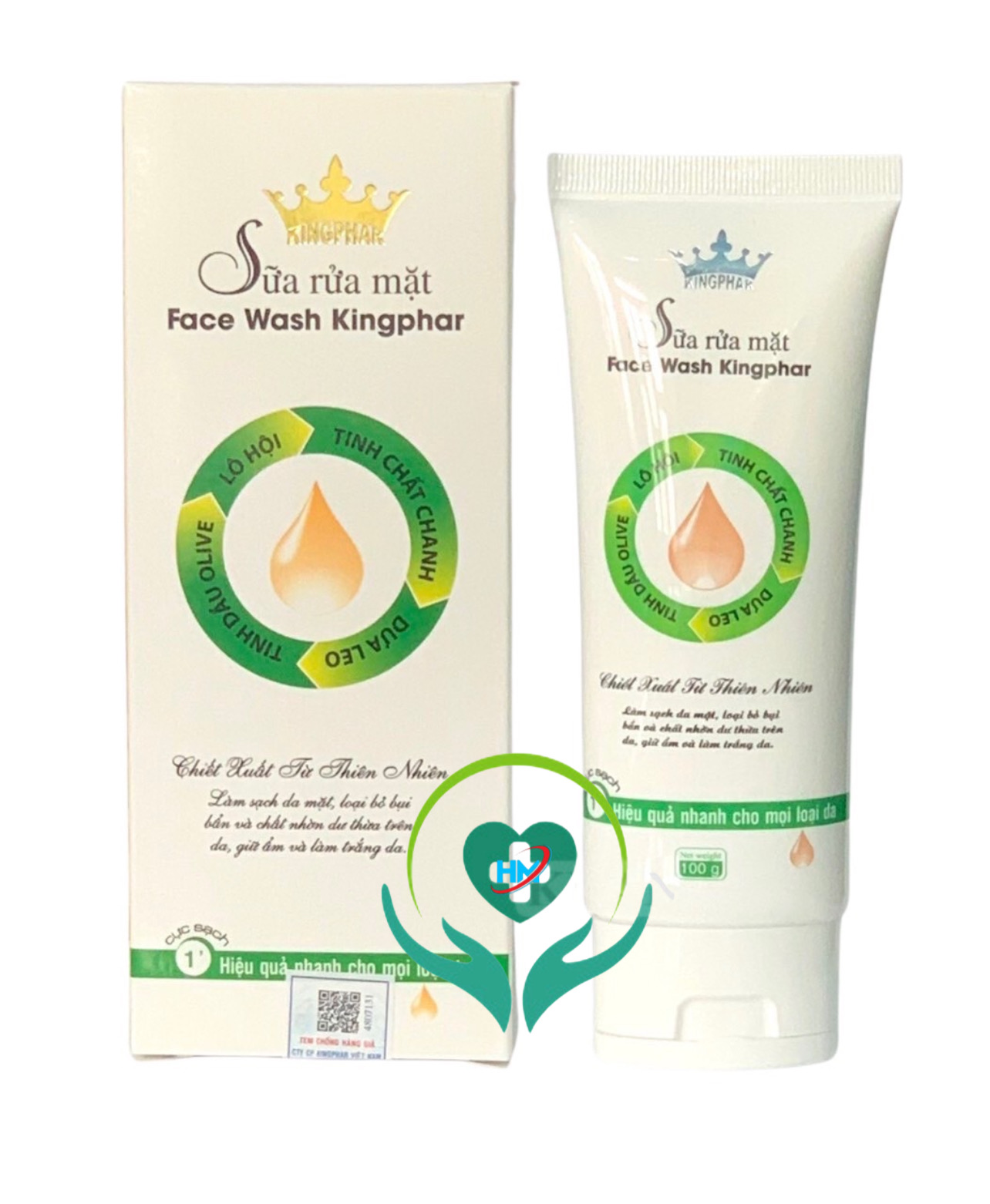 Sữa rửa mặt thảo dược Face wash Kingphar , tube 100ml, làm sạch, làm trắng , dưỡng ẩm da