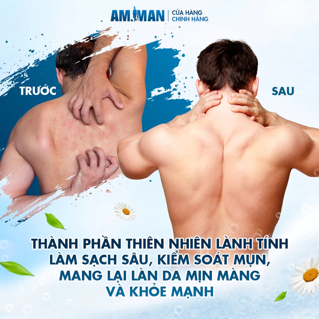 Combo tinh hoa nam giới AM MAN: Sữa tắm gội nam AM FANTASTIC 5in1 365ml &amp; Gel rửa mặt AM AGERASIA 100ml &amp; Bọt vệ sinh nam AM CHERISH 120ml kèm hộp túi làm quà tặng