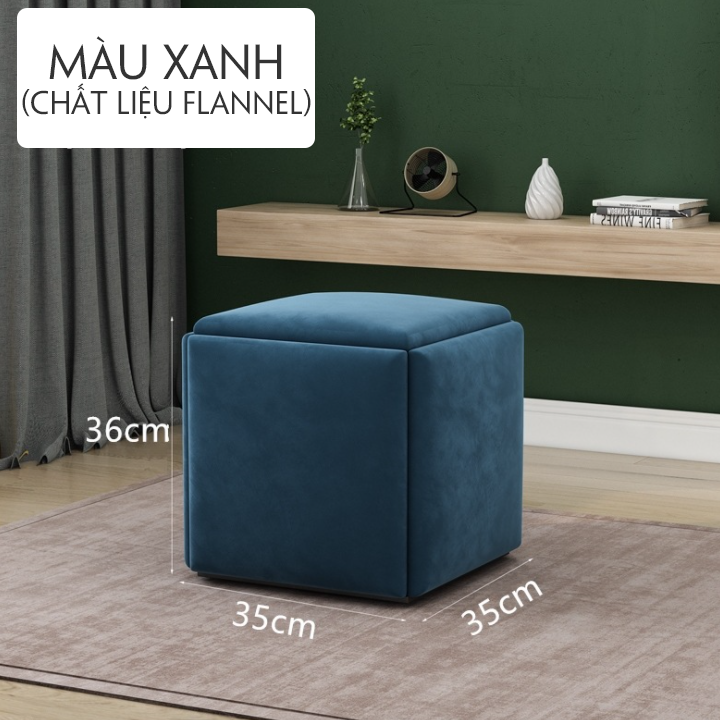 Combo 5 Ghế Đôn Phòng Khách, Ghế Đôn Gấp Gọn Cao Cấp - Ghế Khối Rubik, Combo 5 Ghế Đôn Sofa Bọc Da Gấp Gọn Thiết Kế Mới, Ghế Đôn Trang Trí Đa Năng