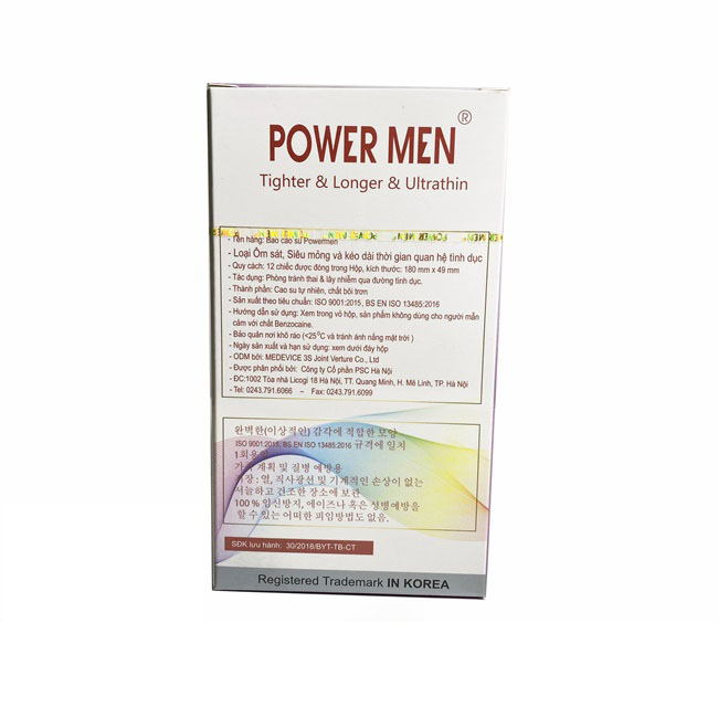 Bcs Size Nhỏ Chống Xuất Tinh Sớm Power Men Longer Ultrathin (H12) - Siêu Mỏng - Cỡ 49mm Ôm Khít - Che Tên Sản Phẩm