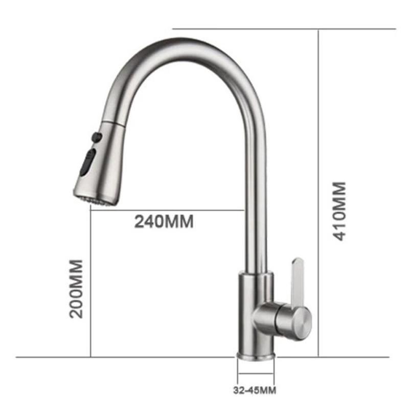 VÒI RỬA CHÉN DÂY RÚT KÉO DÀI 2 ĐƯỜNG NÓNG -LẠNH, INOX SUS304 mờ, THƯƠNG ROSLER -805, AN TOÀN VÀ BỀN BỈ THEO THỜI GIAN