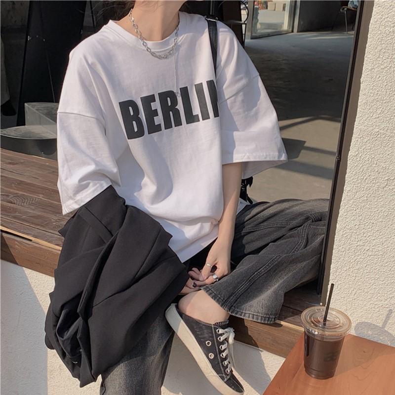 Áo cotton nam nữ unisex phông tay lỡ ulzzang thun đen cotton oversize form rộng in hình cool ngầu  BERLIN