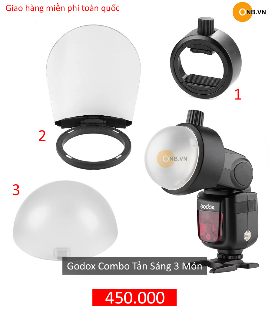 Combo 3 món tản sáng Godox AK-R11 R12 và ngàm gắn