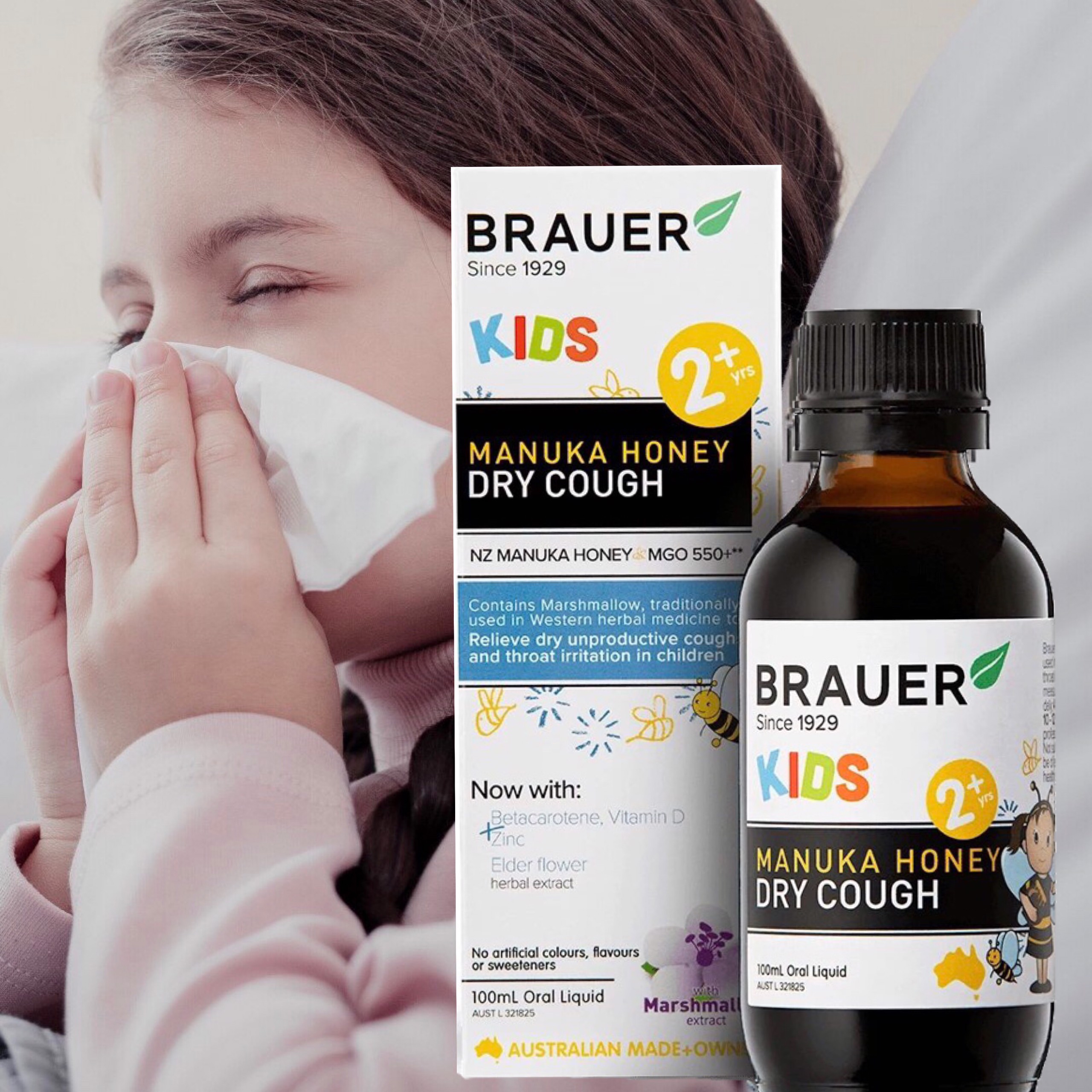 Hỗ Trợ chữa ho cho trẻ Brauer Kids Manuka Honey Dry Cough Úc - QuaTangMe Extaste